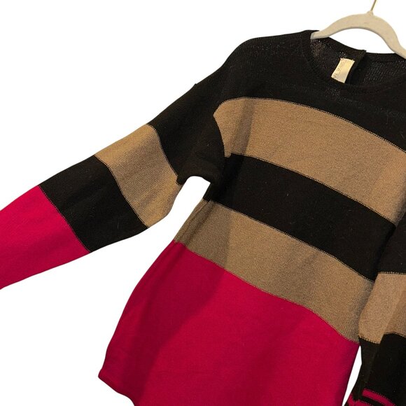 steve fabikant st john santan knit color block red black khaki sweater dress S - Picture 3 of 5